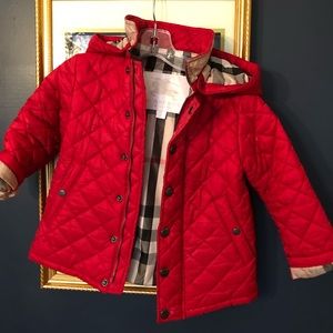 Toddler Girl Burberry Coat with Hood- Size 2Y